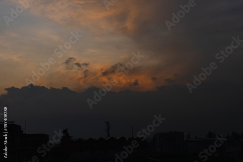 Beautiful colorful orange sunset in Bogotá Colombia
