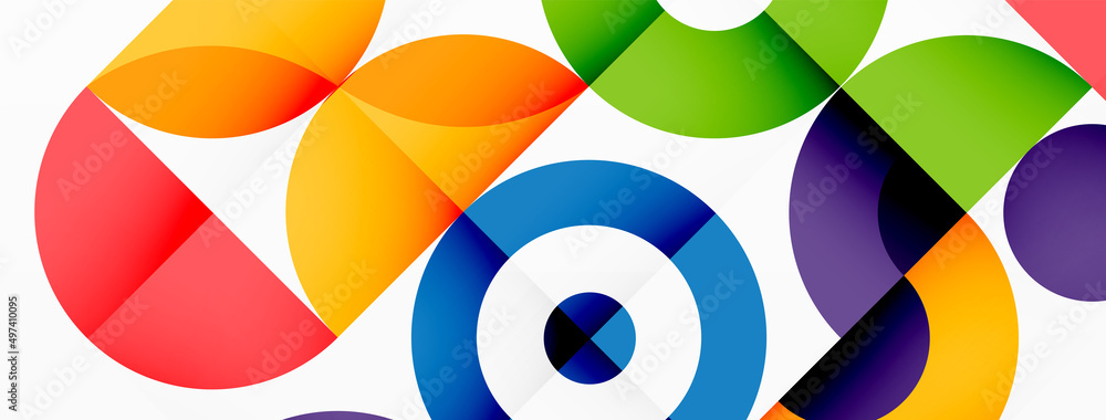 Obraz premium Colorful circle abstract background. Minimal geometric template for wallpaper, banner, presentation