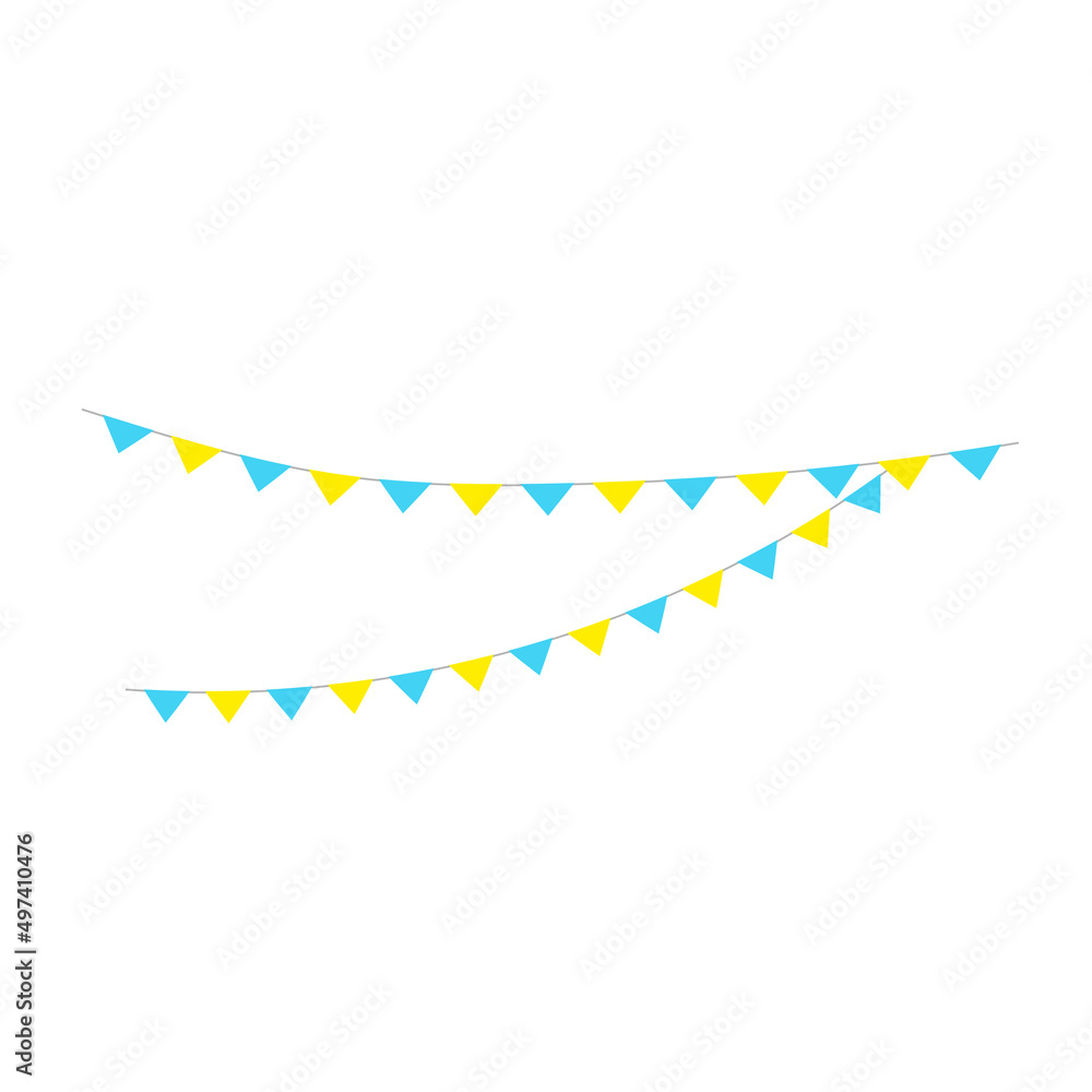 Fototapeta premium Happy birthday party, birthday party, colorful party flags, flat vector illustration and icons