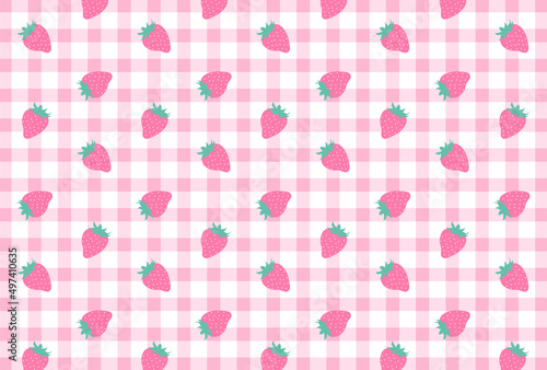 seamless pattern with strawberries and gingham for banners, cards, flyers, social media wallpapers, etc.