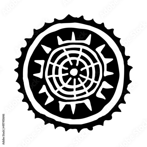 Round sketch, sun symbols in ethnic style, vector illustration
