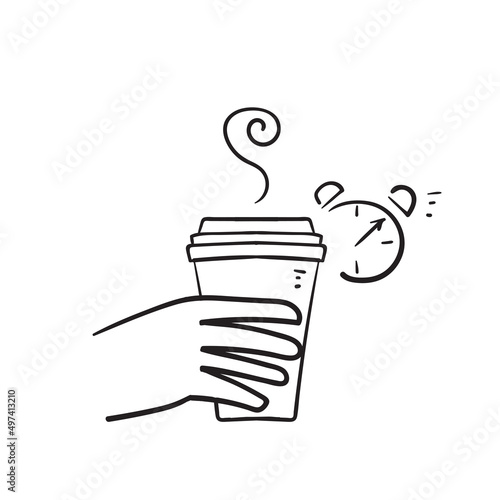 hand drawn doodle coffee time icon illustration vector isolated