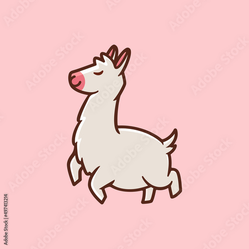 happy little cute llama cartoon character illustration