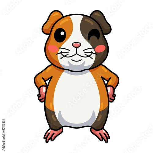 Cute little guinea pig cartoon standing