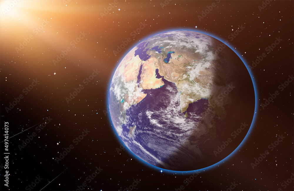 Fototapeta premium Planet Earth with a spectacular sunset 