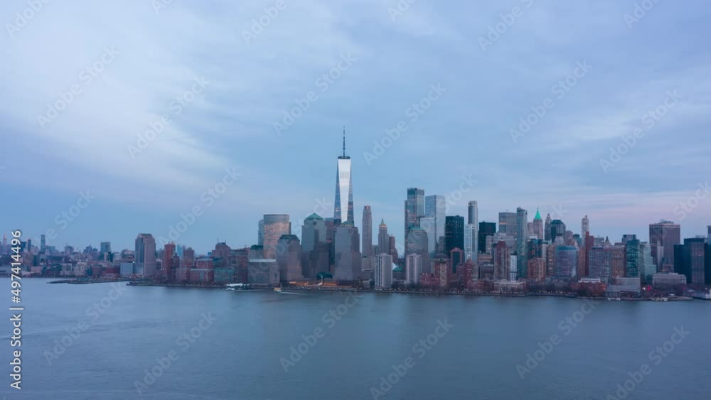 Aerial Hyperlapse over Hudson River at sunset Aerial Hyperlapse over Hudson River at sunset
