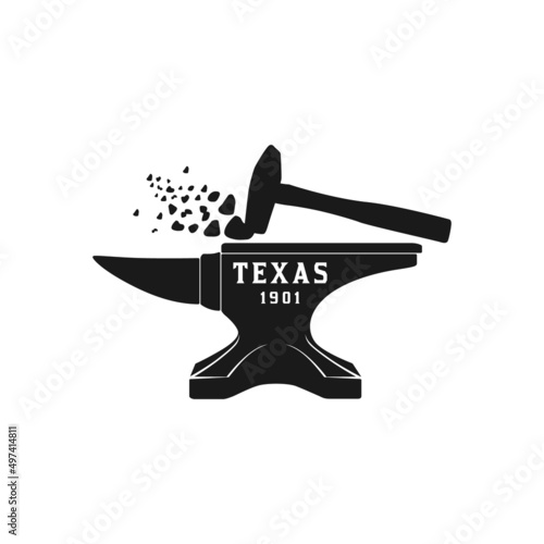 Blacksmith Iron Anvil Foundry And Hammer retro vintage logo design