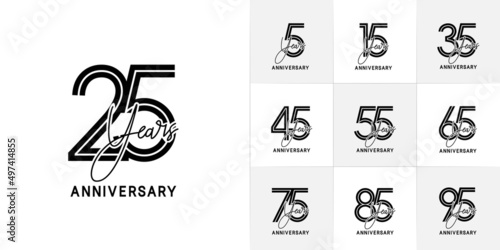 set of anniversary premium collection black color can be use for celebration event