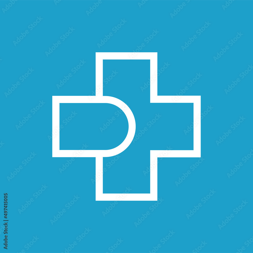 Abstract medical cross logo design, health cross icon in line art style - Vector Abstract medical cross logo design, health cross icon in line art style - Vector