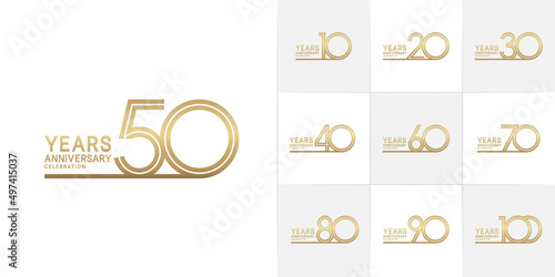 set of anniversary premium collection golden color can be use for celebration event