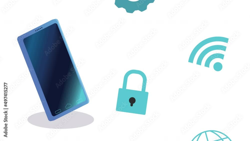 smartphone device and icons animation smartphone device and icons animation