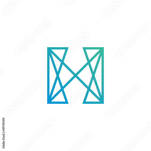 H Letter Alphabet Initial Connection Lines Network Vector Abstract Illustration Logo Icon Design Template Element