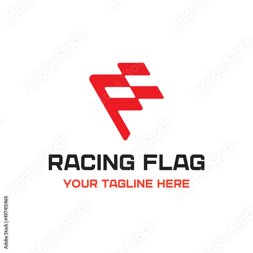 F1 Car Race Racing Sport Speed Flag Vector Abstract Illustration Logo Icon Design Template Element