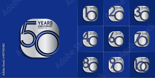 set of anniversary premium collection silver color can be use for celebration event
