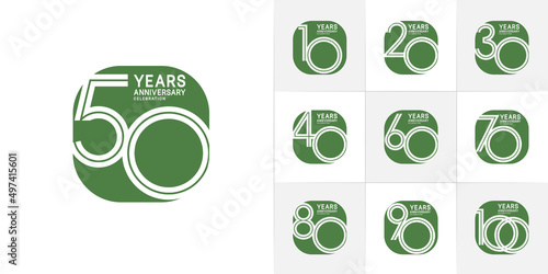 set of anniversary premium collection green color can be use for celebration event