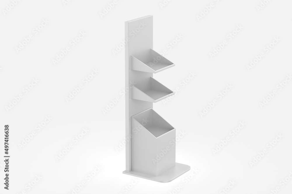 Display stand, retail display stand for product , display stands isolated on white background. 3d illustration Display stand, retail display stand for product , display stands isolated on white background. 3d illustration