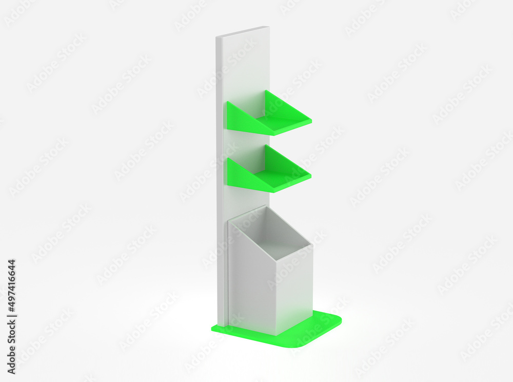 Display stand, retail display stand for product , display stands isolated on white background. 3d illustration Display stand, retail display stand for product , display stands isolated on white background. 3d illustration