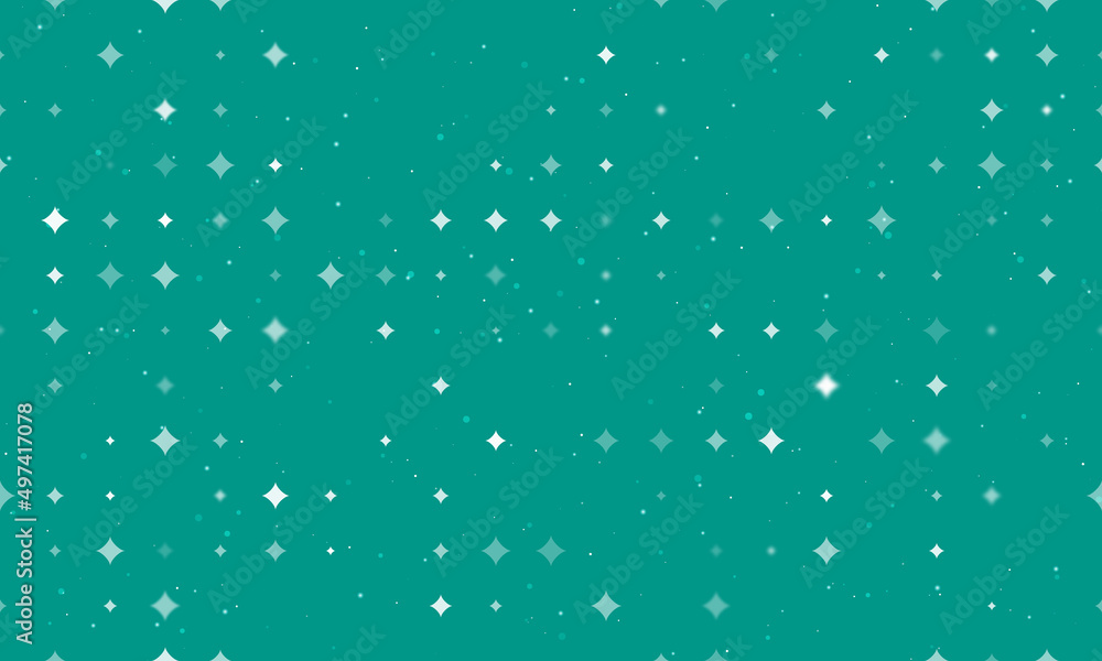 Seamless background pattern of evenly spaced white star symbols of different sizes and opacity. Vector illustration on teal background with stars Seamless background pattern of evenly spaced white star symbols of different sizes and opacity. Vector illustration on teal background with stars