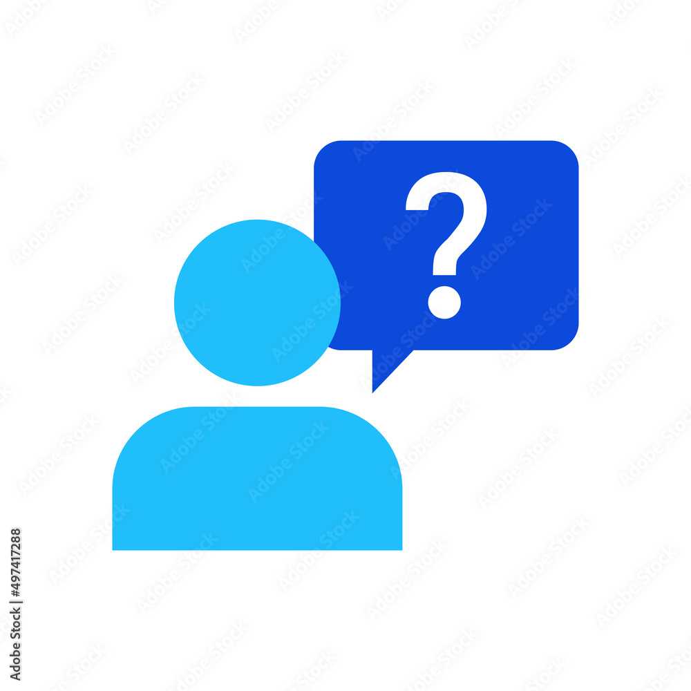 Questions icon vector graphic illustration in blue Questions icon vector graphic illustration in blue