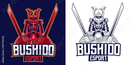 bushido esport logo mascot design