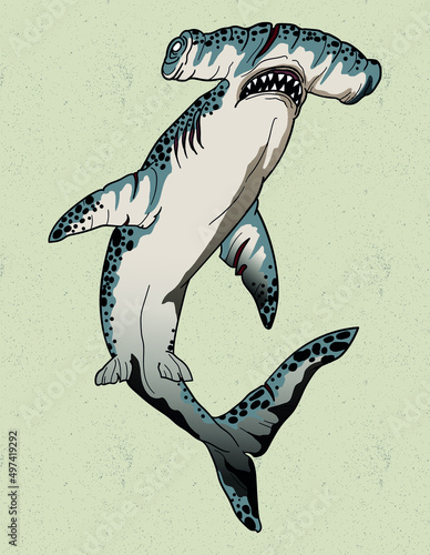 hammer shark art tattoo