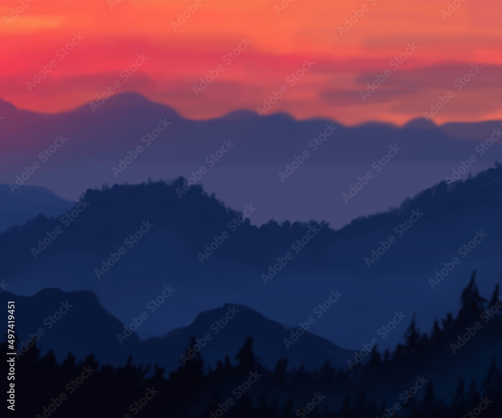 Fototapeta premium Landscape background. Abstract art template. Vector illustration.