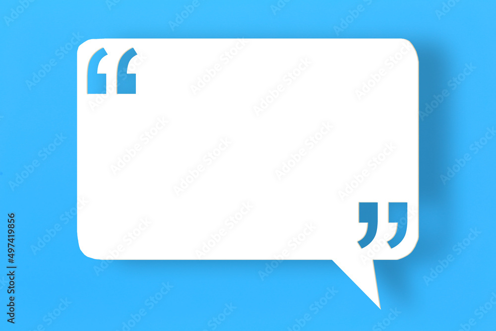 Empty white note paper floating on blue art paper background.