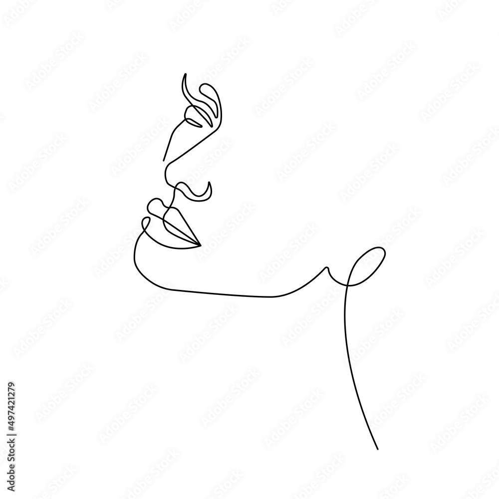 Line Drawing Face, Minimalist Concept, Woman Abstract Line Art Drawing. Vector Illustration for T-shirt, Print Design. Line Drawing Face, Minimalist Concept, Woman Abstract Line Art Drawing. Vector Illustration for T-shirt, Print Design.