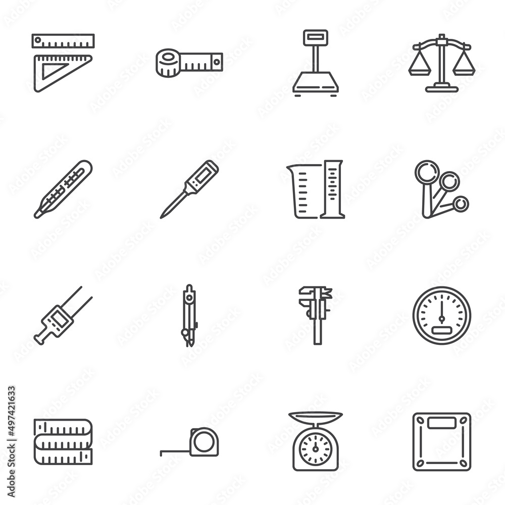 Measurement, dimension line icons set Measurement, dimension line icons set