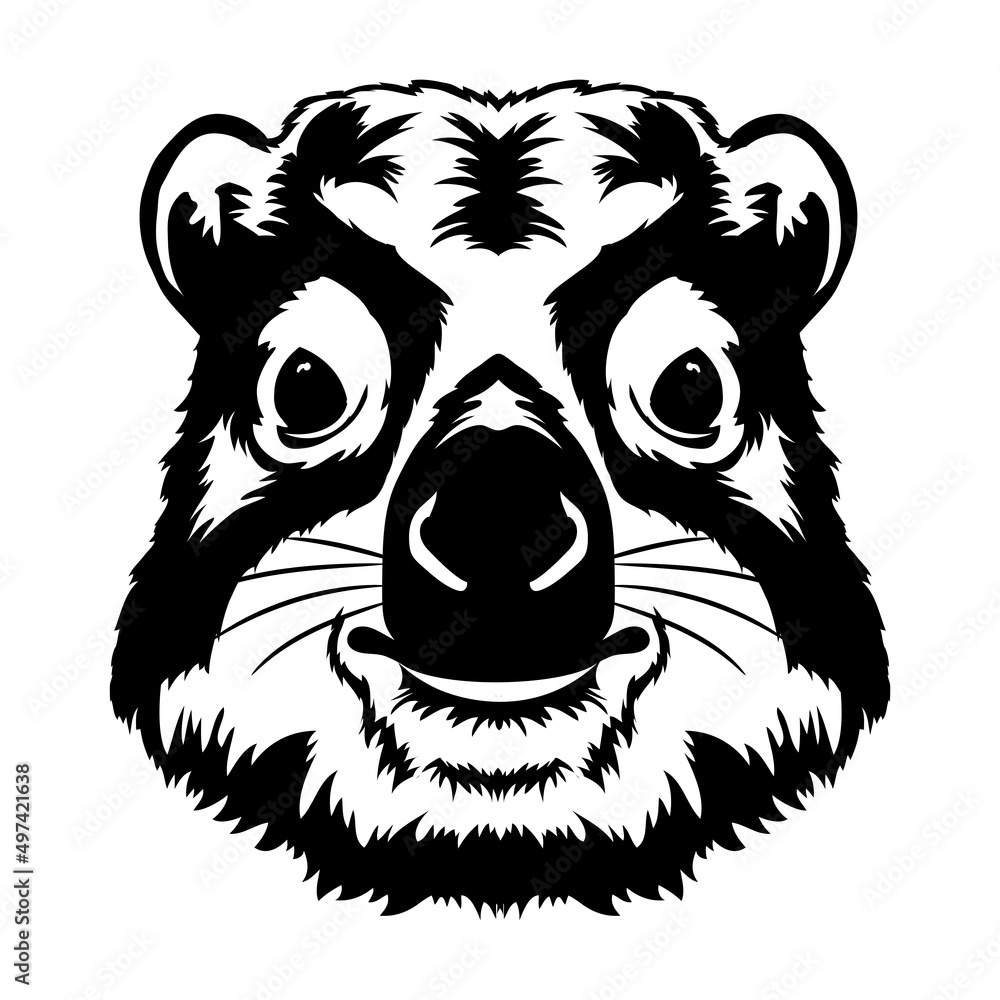 Hyrax face vector illustration in decorative style, perfect for tshirt design and mascot logo 