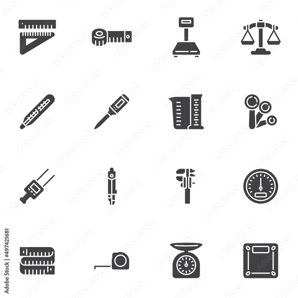 Measurement, dimension vector icons set Measurement, dimension vector icons set