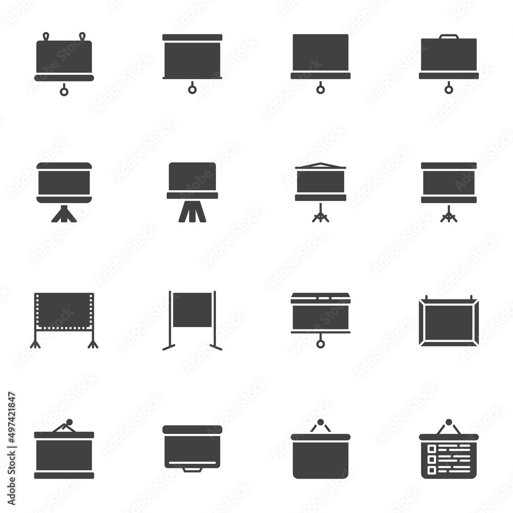 Presentation board vector icons set Presentation board vector icons set