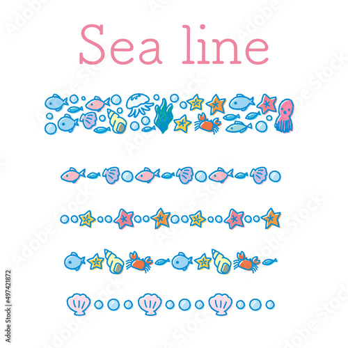 かわいくておしゃれな海の装飾ラインセット