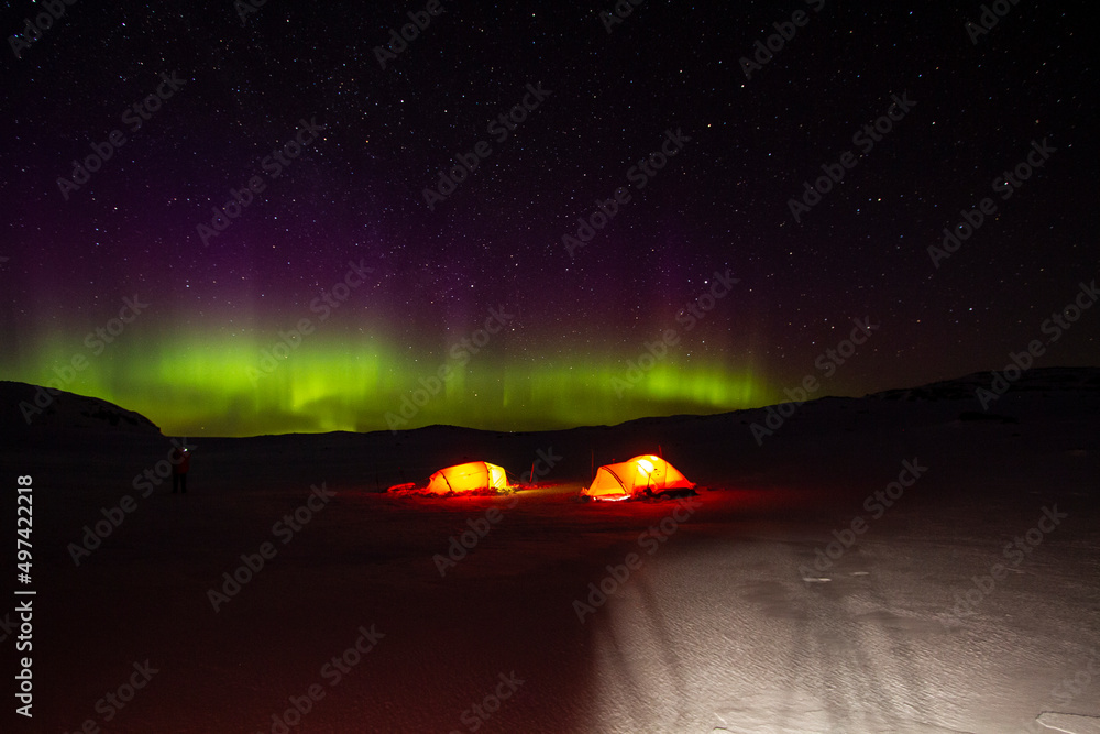 Northern lights over the camp site