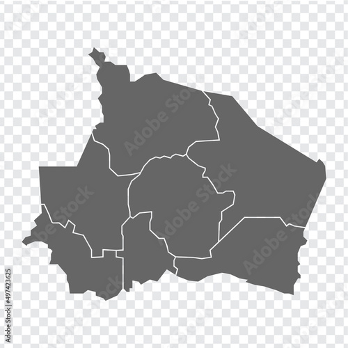 Blank map State Negeri Sembilan of Malaysia. High quality map Negeri Sembilan with municipalities on transparent background for your web site design, logo, app, UI.  Malaysia.  EPS10. 