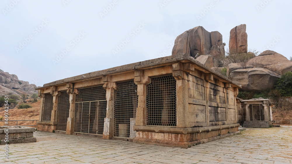 Front view Gopalaswami Temple from the watch tower, Chitradurga fort, Karnataka, India