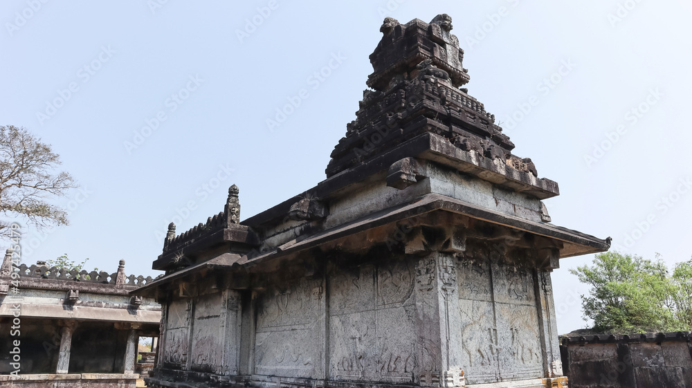 Rear View and Carving Animals On Srikantheswara Temple, Kavaledurgsa Fort, Shimoga, Karnataka, India