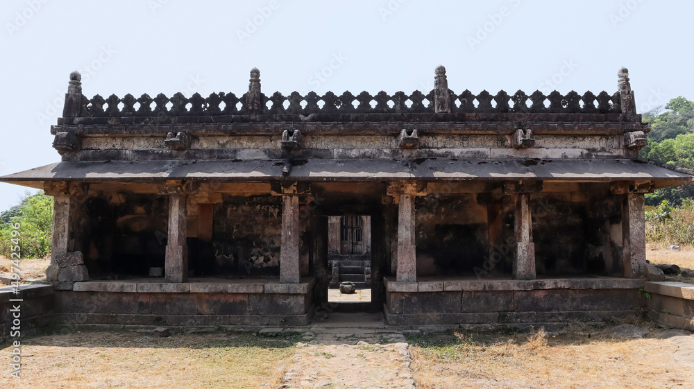 Front View of Srikantheswara Temple, Kavaledurga Fort. Fort was built in 9th century, and it was renovated in 14th century by Cheluvarangappa. Shimoga, Karnataka, India Front View of Srikantheswara Temple, Kavaledurga Fort. Fort was built in 9th century, and it was renovated in 14th century by Cheluvarangappa. Shimoga, Karnataka, India