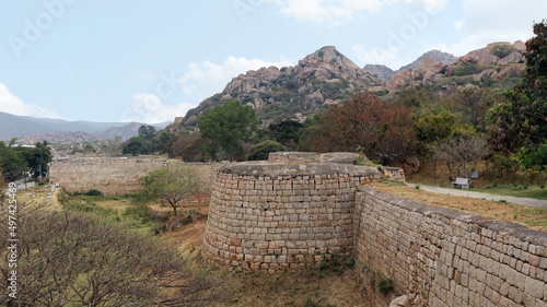 Boundary wall fortifications of Chitradurga fort  Karnataka  India