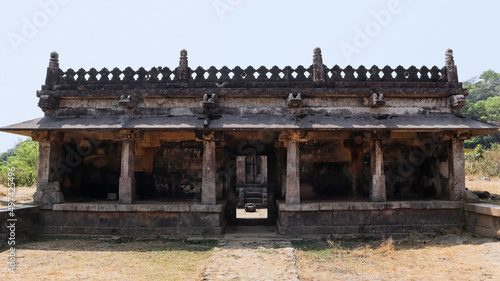 Front View of Srikantheswara Temple, Kavaledurga Fort. Fort was built in 9th century, and it was renovated in 14th century by Cheluvarangappa. Shimoga, Karnataka, India photo