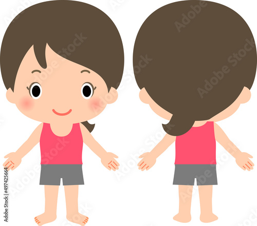 トレーニングウェアの女性の前面と背面