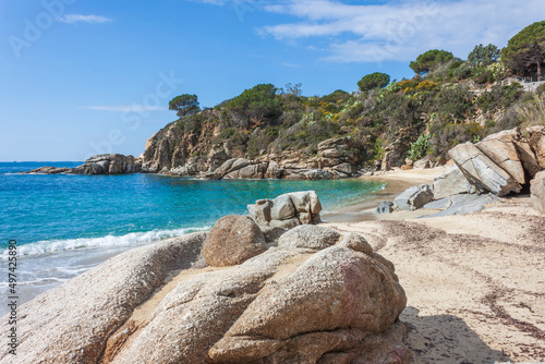 The Beach of Cavoli on Elba island in Italy without people. Tuscan Archipelago national park. Mediterranean sea coast. Vacation and tourism concept. photo