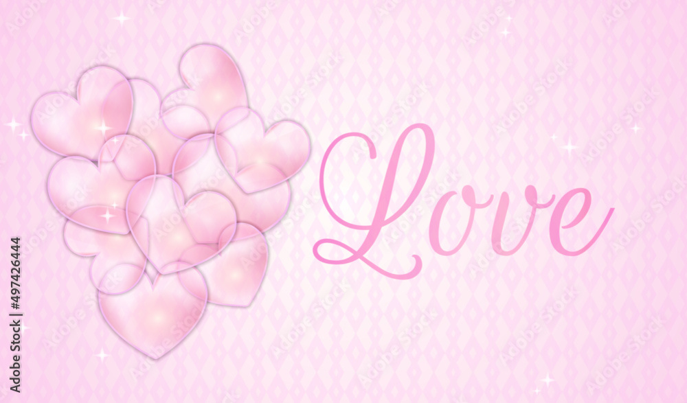 Love Light Pink  Background Banner Illustration with Hearts