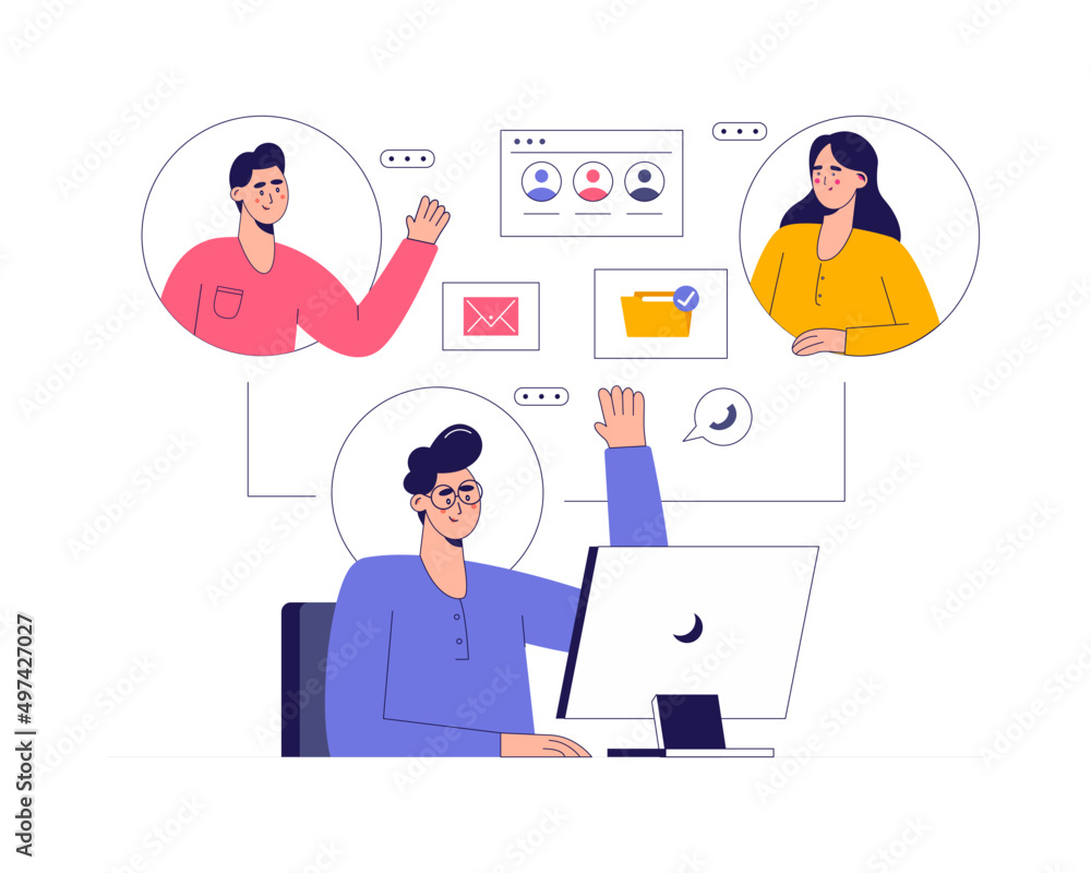Remotely Connect With People Illustration Concept Remotely Connect With People Illustration Concept