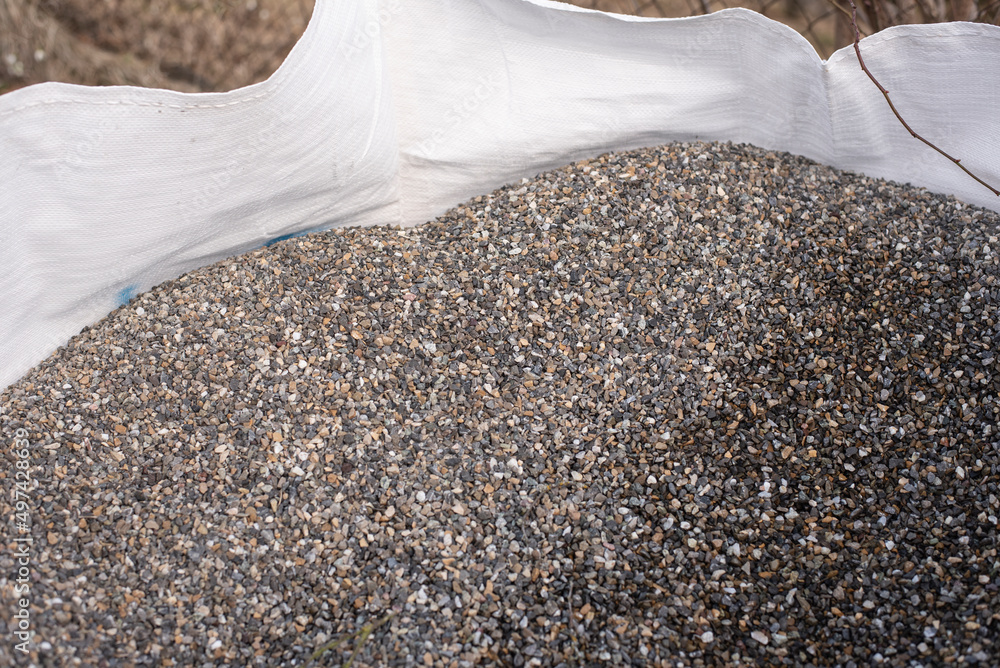 gravel in a large bag for transportation