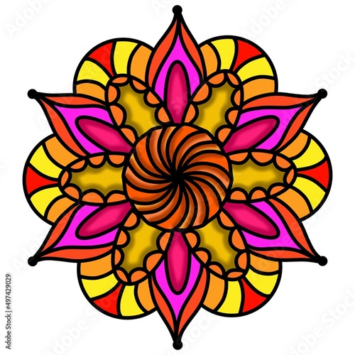 Mandala Flower Decorative Elements Vintage Oriental Pattern