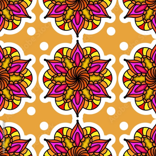 Mandala Flower Decorative Elements Vintage Oriental Pattern