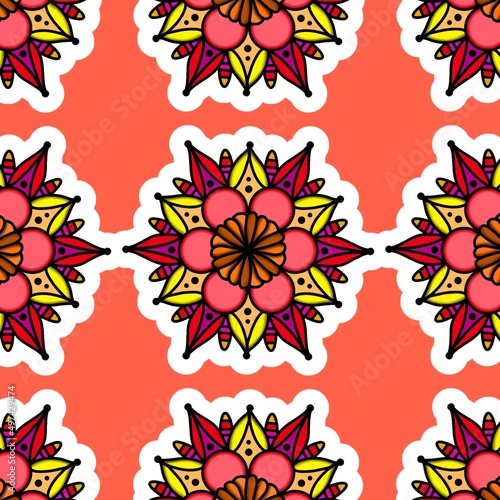 Mandala Flower Decorative Elements Vintage Oriental Pattern