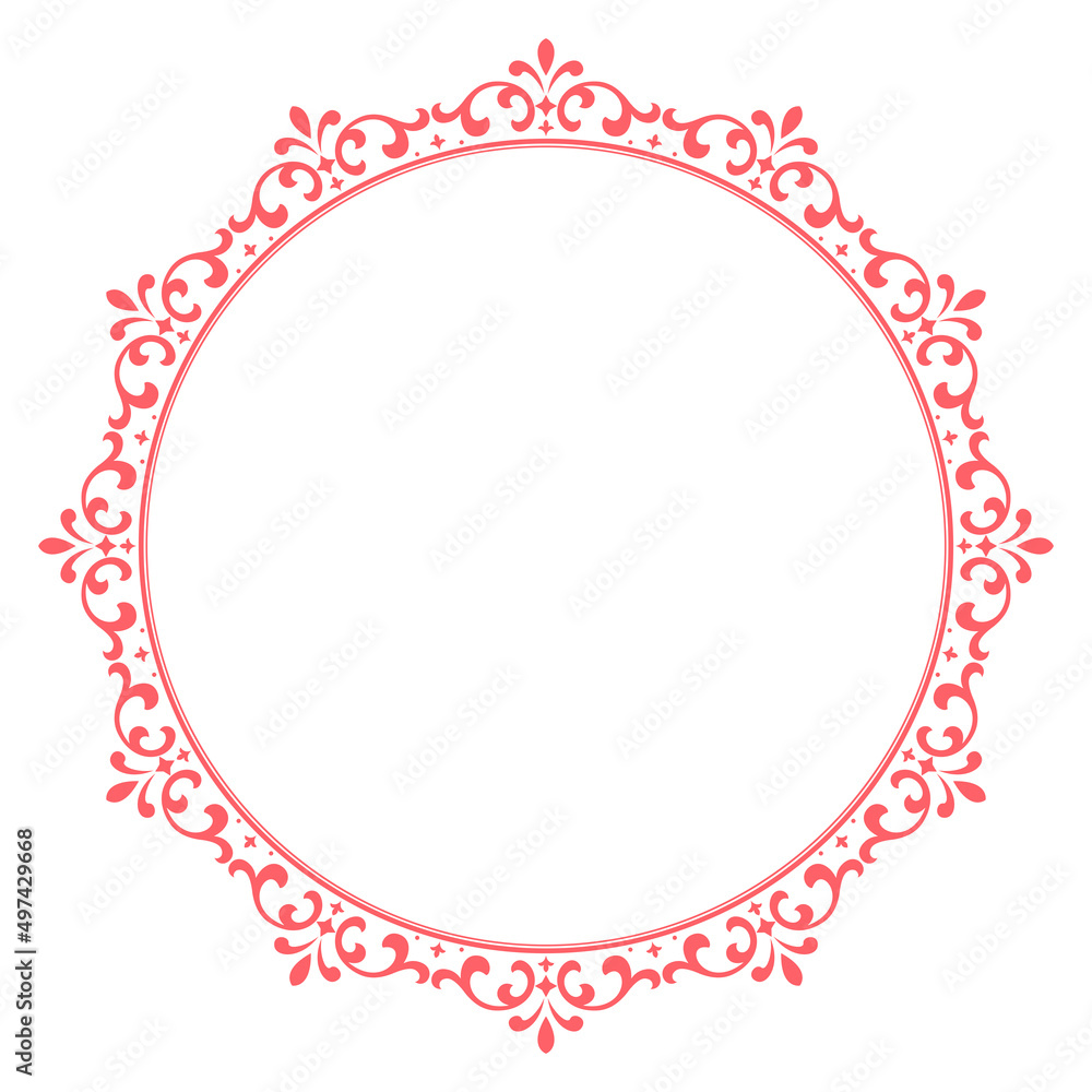 Decorative frame Elegant vector element for design in Eastern style, place for text. Floral pink and white border. Lace illustration for invitations and greeting cards