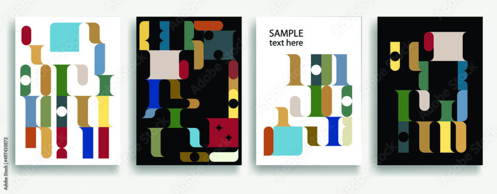 Aesthetic geometric brochures . Bauhaus poster . Modern art .Abstract minimal negative space composition . Contemporary vector  design 